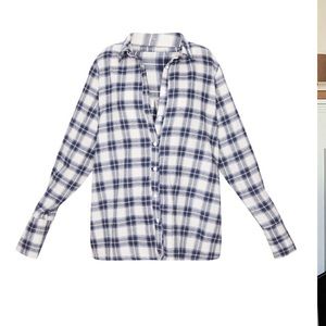 WHITE CHECKERED FLANNEL OVERSIZED CUFF SHIRT